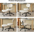 White Velvet Cross Legged Office Chair 360° Swivel Meditation Kneeling Chairs with Wheels, Height Adjustable Seat ADHD Chair, Ergonomic Wide Kneeling Chair with Back Support, Leg Rest