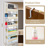 Easy Assembly Over The Door Organizer, 6 Shelves&10 Side Pockets, Heavy-Duty Reinforced Mesh Rack Holds 44lb, Hanging Behind Door Storage for Bathroom Pantry, Nursery, Closet, Shoes,Towels-Ivory White
