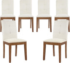 DAGONHIL Dining Chairs Set of 6, Modern Upholstered Fabric Dining Room Chairs, Armless Kitchen Chairs with Wood Legs and Padded Seat for Living Room, Bedroom, Kitchen (Beige)