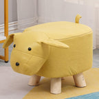 s Footstool Shoe Changing Stool Foot Rest Ottoman Stool for Nursery Living Room Playroom, Yellow Dog