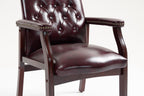 Leather Office Guest Chairs Set of 2, Ergonomic Waiting Room Chair with Arms Reception Chairs No Wheels Conference & Meeting Side Chairs Executive Furniture (Burgundy)