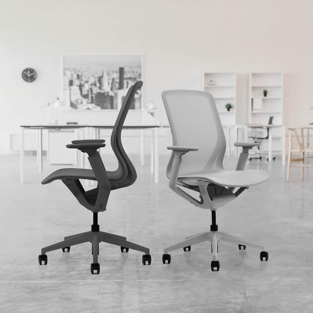 Laura Davidson Furniture Waverly Mesh Office Chair - Mid Back Mesh Chair, Adjustable Height & Arm Rest, Swivel, Seat Tilt - Red Mesh/Dark Grey Frame