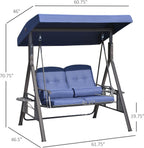 Outdoor Patio Swing Chair for Two with Tilting Canopy and Cushions