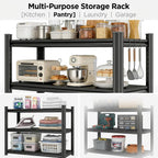 Kitchen Pantry Storage Shelves, 5-Tier Heavy Duty Metal Shelving Unit, Black Adjustable Deep Shelf Organizer for Pots, Pans, Food, and Pantry Items (5-45" W X 16" D X 71" H)