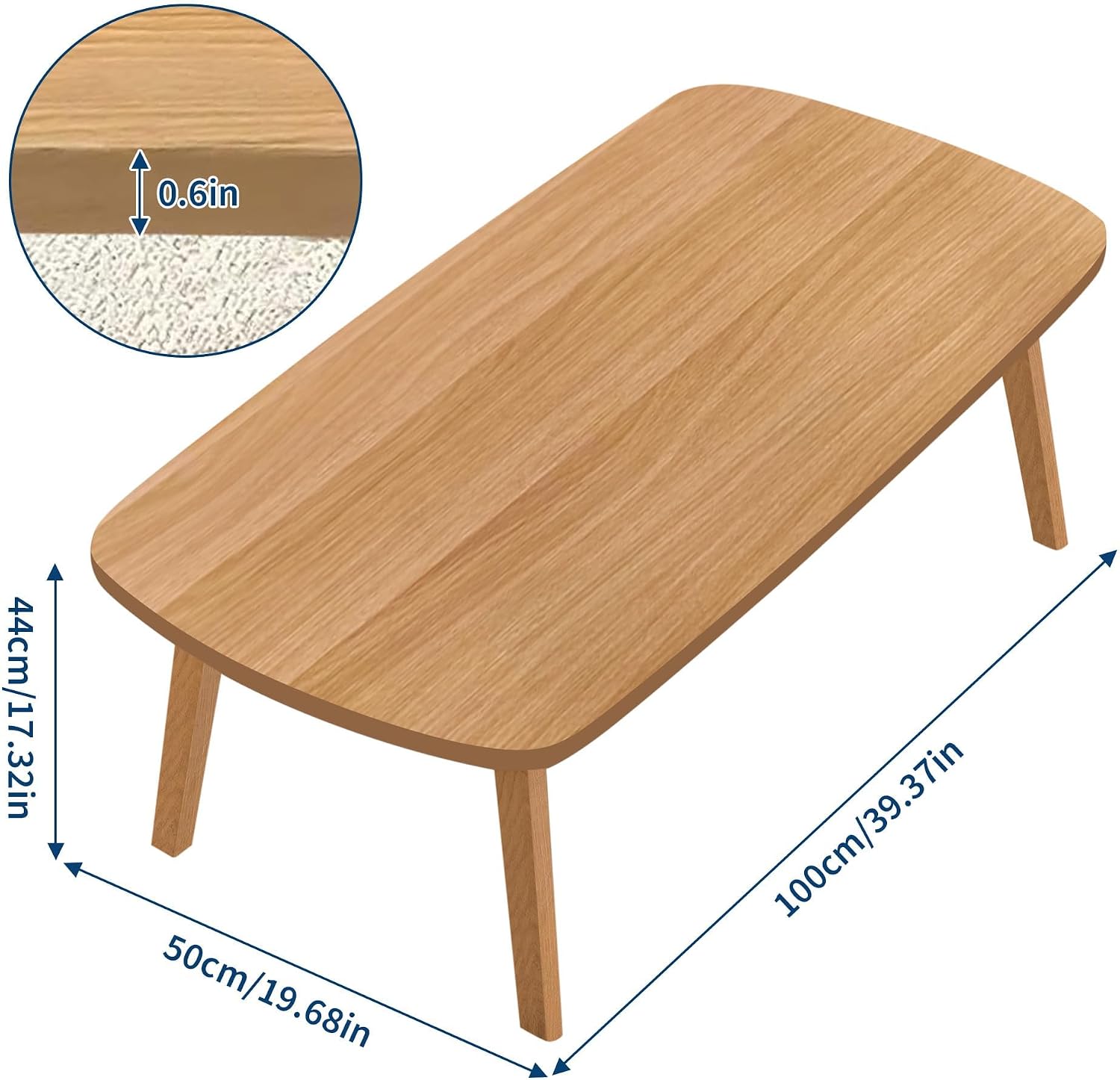 Takywep Wooden Folding Coffee Table for Small Spaces, Foldable Laptop Desk for Floor Sitting, Low Study Table for Bedroom Office Apartment Dorm, Space-Saving Collapsible Furniture