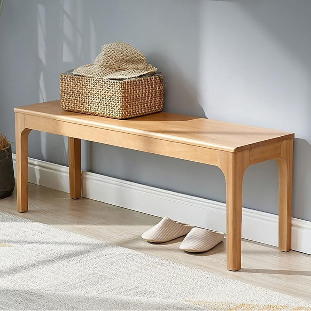 Wilk Wooden Entryway Bench, 47'' Indoor End of Bed Bench, 100% Solid Oak Wood (Wood Color)