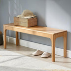 Wilk Wooden Entryway Bench, 47'' Indoor End of Bed Bench, 100% Solid Oak Wood (Wood Color)