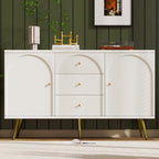 CYJZH Modern Metal Foot Two Door Dining Cabinet, Combining Wood and Metal, Simple Style, Dining/Living Room/Kitchen Storage cabinets, Providing Large Storage Space (2Cream White + MDF)