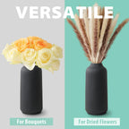 flature Ceramic Vase in Nordic Style, Decovase Large for Pampas Grass as Boho Deco, Vase Black Matt 8 inch for Flowers, Scandinavian Design Home Decoration for Fresh Flowers, Dried Flowers (Size M)