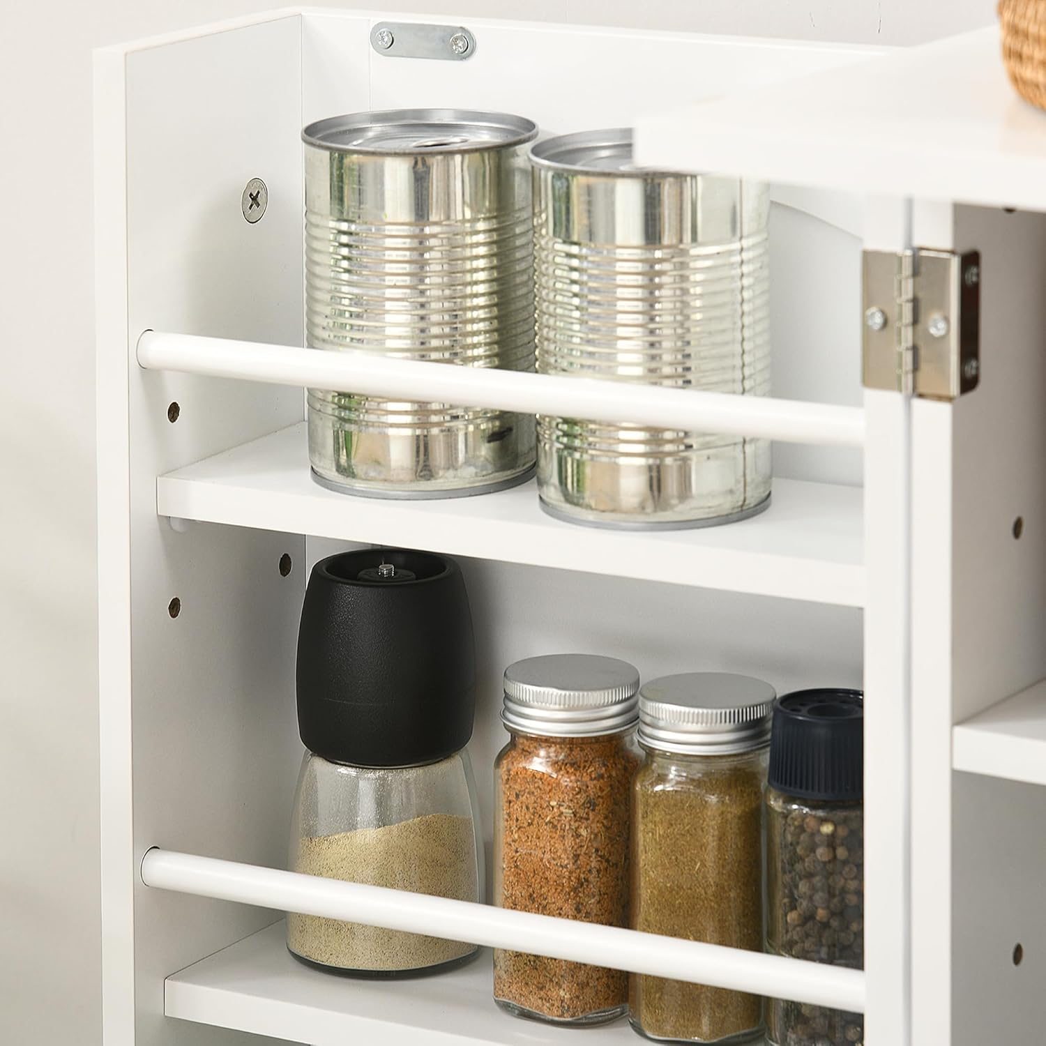 Kitchen Pantry Storage Cabinet with 5-Tier Shelving,12 Spice Racks,Buffet Kitchen Sideboard,for Kitchen,Dining Room,11.75 * 23.5 * 41