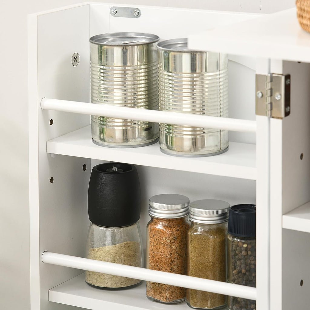 23.5" D*11.75" W*41" H Freestanding Storage Cabinet with 2 Drawers, 4 Shelves, Double Door with 10 Shelves, Modern Minimalist, Rectangular Kitchen Pantry, for Living Room, Dining Room, White