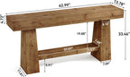 Solid Wood Console Table, 63-Inch Entryway Table with Storage, Long Wooden Sofa Table Behind Couch for Entryway, Hallway, Foyer, Living Room, Natural Wood