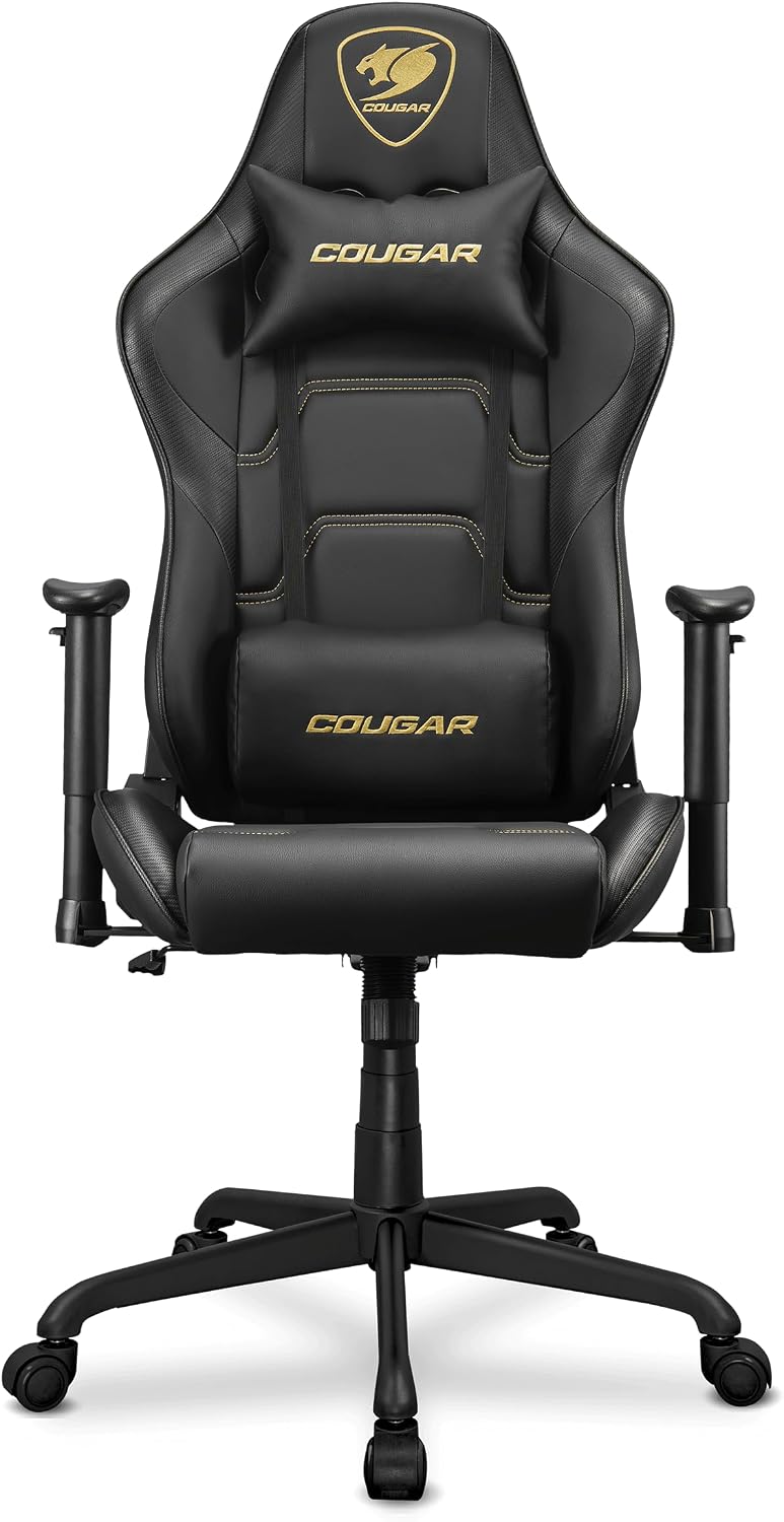 Cougar Armor Elite Royal Ergonomic Gaming Chair, Premium PVC Leather, 2D Armrest, 160º Reclining, Height Adjustment, Adjustable Tilt Tension, Head & Lumbar Pillow