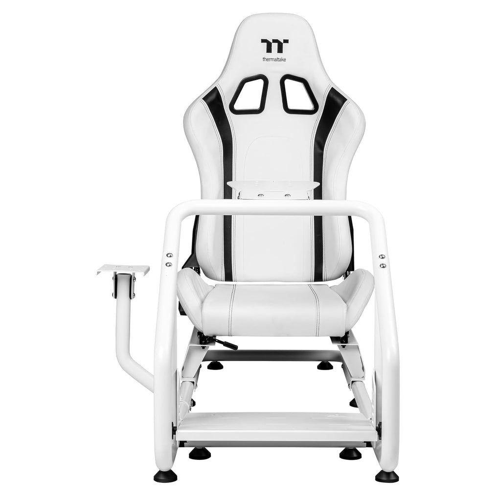 Thermaltake GR300 Racing Simulator Cockpit; Adjustable PVC Seat; Adjustable Pedal & Wheel Mounts; Shifter Mount Included; Compatible with Thrustmaster/Logitech Fanatec; GSC-R30-CPASWH-01