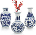 Yesland Small Blue and White Porcelain Vases Set of 3, 5 Inch Tall Mini Vintage Vase Chinoiserie Vases, Classic Decorative Bud Vases for Farmhouse Table Centerpiece, Flower Decor