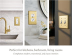 Rio Salto BRASS Brushed Brass Gold Metal Duplex Receptacle Wall Plate Outlet Covers Light Switch Cover Plate – Deco Collection Decorative Wall Plates 10-Pack Standard Size 4.50" X 2.75"