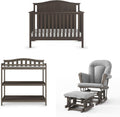 Child Craft Hampton Arch Top Crib, Changing Table, and Cozy Glider Nursery Set, 3-Piece, Includes 4-in-1 Convertible Crib, Changing Table, and Cozy Glider, Grows with Your Baby (Dapper Gray)