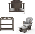 Child Craft Hampton Arch Top Crib, Changing Table, and Cozy Glider Nursery Set, 3-Piece, Includes 4-in-1 Convertible Crib, Changing Table, and Cozy Glider, Grows with Your Baby (Dapper Gray)