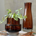11" H Amber Vase,3.5lb Glass Vase Large for Home Decoration, Noble Amber Flower Vases,Luxury Vases for Flower