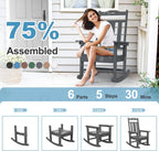 nalone Outdoor Rocking Chairs Set of 2, Oversized Porch Rocker Chair for Adult, All-Weather Resistant Patio Rocking Chair for Garden Lawn(Grey)