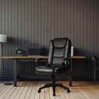 OFIKA Office Chair Computer Desk Chair Gaming - Ergonomic High Back Cushion Lumbar Support with Wheels Comfortable Black Leather Racing Seat Adjustable Swivel Rolling Home Executive (Black)