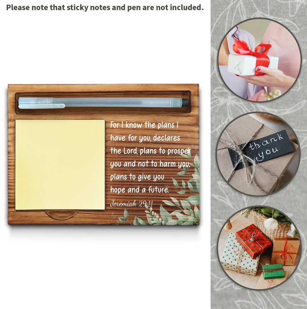 Christian Bible Verse Sticky Note Holder, Religious Note Holder, Jeremiah 29: 11 Christian Encouragement Inspirational Gifts for Women, Men, Coworkers, Friends, Self-Stick Note Pad Holders WPP36