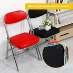 Folding Chair, Leather Padded Folding Sturdy Metal Foldable, Easy to Use and Store,(Black)