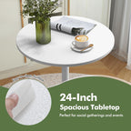 COSTWAY Round Bistro Table, Height Adjustable Bar Height Cocktail Table, High Top Pub Table Snack Table with Heavy-Duty Metal Base for Home Bar, Dining Room, Restaurant, White