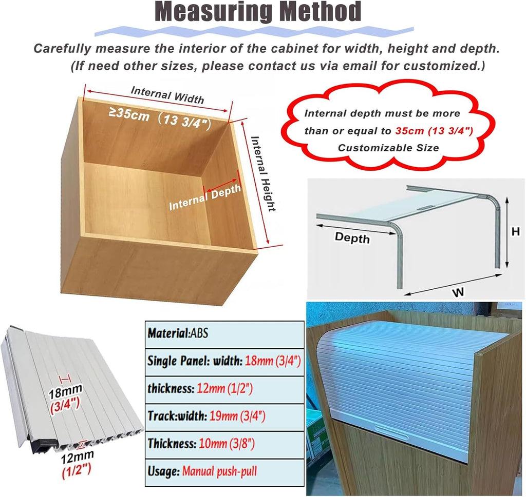 Custom Plastic Roll Up Tambour Storage Cabinet Doors for Kitchen/Garage/Campervan