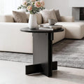 Ya-Home Black Round Side Table, Modern Accent Coffee Table End Table with Wooden Frame, Small Side Plant Stand Nightstand for Living Room/Corners, Small Space