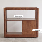 Solid Wood End Table with Storage Drawers, Narrow Side Table for Couch | 2 drawers, hidden wheels and slim design make this narrow side table perfect for couches, bedrooms and small spaces.