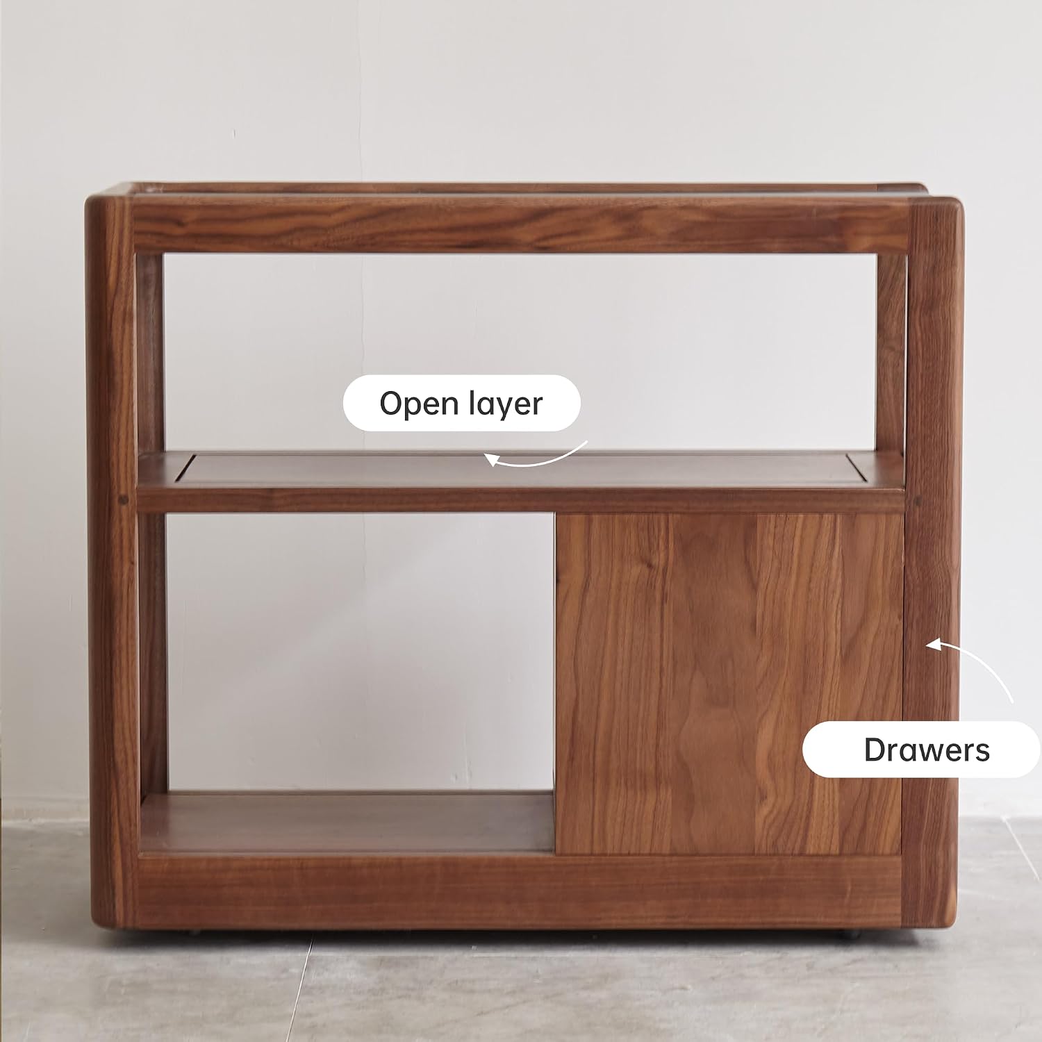 Solid Wood End Table with Storage Drawers, Narrow Side Table for Couch | 2 drawers, hidden wheels and slim design make this narrow side table perfect for couches, bedrooms and small spaces.