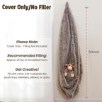 Bean Bag Cover (No Filler), Soft Faux Fur Stuffed Animal Bean Bag Storage, Fluffy Plush Bean Bag Chair Cover Washable, Comfy Bean Bag Covers for Adults Kids Teens, 38"x40" Ombre Khaki
