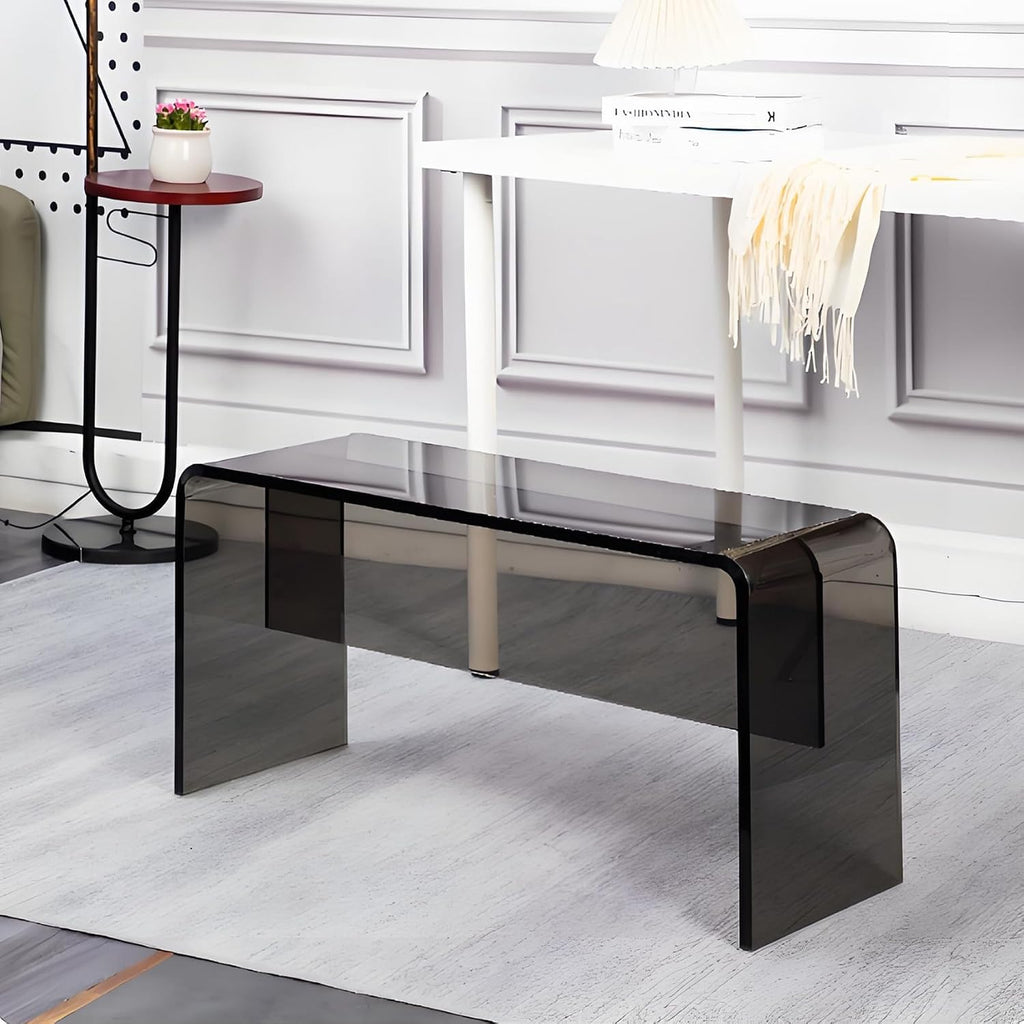 Acrylic Bench Backless, Modern Versatile Shoe Changing Stool, Bed End Stool, Backless Lounge Chair, Chair Shoes for Living Room, Bedroom, Entryway (Gray, 23.62 * 11.81 * 15.75in)