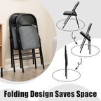 COSTWAY 6 Pack Upholstered Folding Chairs, Foldable Chair with Steel Frame and Fabric Padded Seat & Backrest for Home Office Outside Party Event, Grey & Black