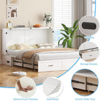 Mjkone Queen Size Murphy Bed Cabinet with Mattress Included, USB Charging Station, Storage Drawer, Panel, 63.39" Width Chest Cabinet Murphy Beds for Guest Room Small Spaces Saving Home Offices, White