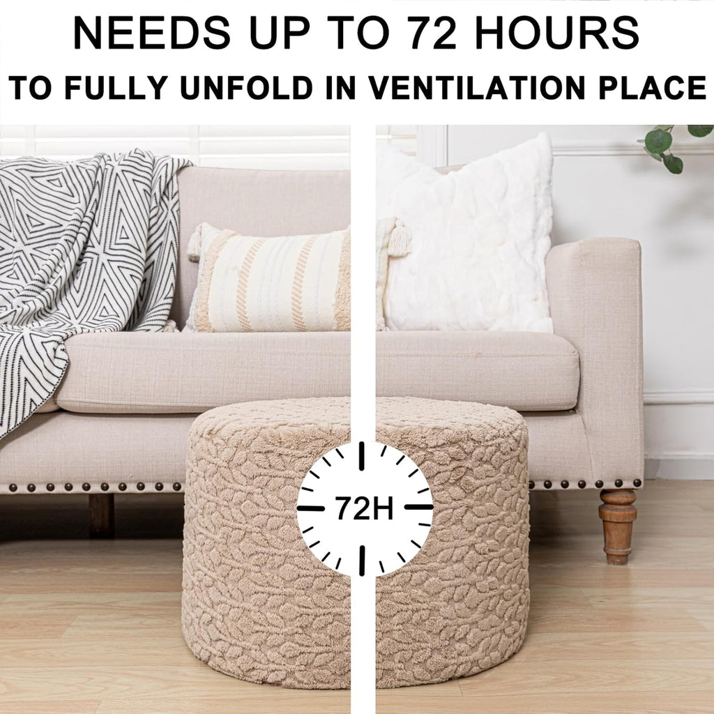 Round Pouf Ottoman 20 x 20 x 14 Inches Boho Poof Home Decor Floor Pouffe Ottoman Foot Rest for Couch Sofa Bean Bag Chairs Living Room Bedroom (Light Coffee)