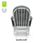 Storkcraft Premium Hoop Glider & Ottoman (White/Gray) — GREENGUARD Gold Certified Nursery Glider, Solid Wood Craftsmanship, Smooth-Gliding, Award-Winning