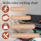 Rocking Chair with Cushion, Upholstered in Green with Rocker Base and Black Metal Frame, Modern Accent Chair for Living Room Nursery Bedroom D
