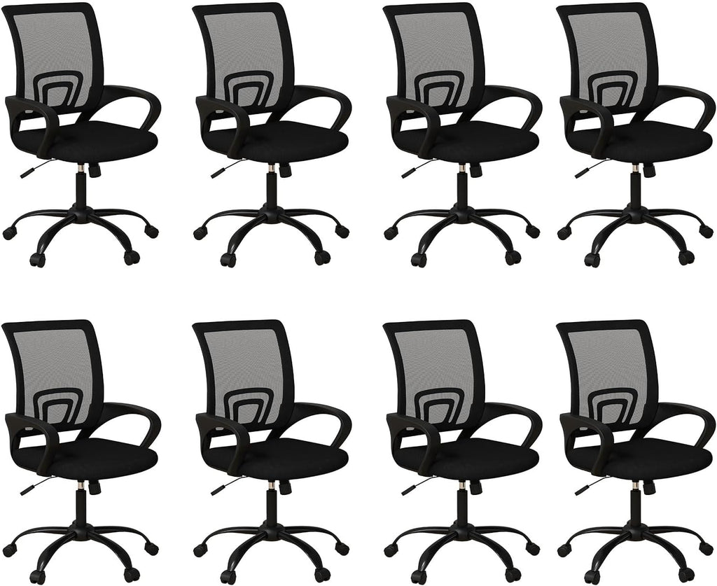 Bonzy Home Ergonomic Conference Room Chairs Set of 8, Rolling Office Chairs with Wheels, Mesh Computer Desk Chair with 360°Swivel, Height Adjustable, 8 PCS