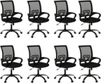 Bonzy Home Ergonomic Conference Room Chairs Set of 8, Rolling Office Chairs with Wheels, Mesh Computer Desk Chair with 360°Swivel, Height Adjustable, 8 PCS