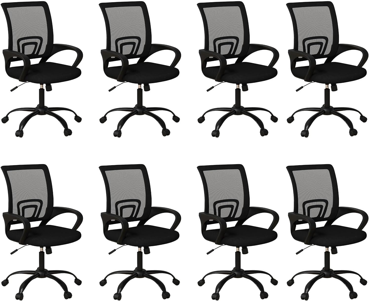 Bonzy Home Ergonomic Conference Room Chairs Set of 8, Rolling Office Chairs with Wheels, Mesh Computer Desk Chair with 360°Swivel, Height Adjustable, 8 PCS
