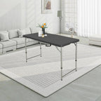 4FT Folding Table Heavy Duty 350 LBS, 3 Adjustable Heights Fold-in-Half Portable Table with HDPE Waterproof Top for Camping, Party, Craft, Card Game - Coffee Table to Dining Height, Indoor Outdoor