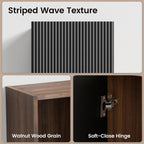 12" Floating Bathroom Storage Cabinet, Modern Wall Cabinets with Soft-Closing Door & Open Shelf, Bathroom Side Cabinet for Small Spaces, Apartment, Walnut+Black