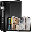 CD DVD Storage Binder, Holds 56 Discs and 28 Booklets with Tag Slots, PU Leather Wallet Organizer for Blu-ray Movies, Music, Video Games, Home and Car
