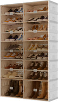 Foldable Shoe Rack Organizer for Entryway with Clear Magnetic Doors - Large Capacity Shoe Cabinet for Boots, Sneakers & All Shoes, Easy Assembly, White 9-Tier 36 Pairs