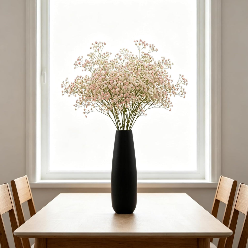 Hosley 16-Inch High Black Vase for Vases Home Decor, Large Vase Ideal for Dried Flowers, Floral Arrangements, Weddings, Home, Office, Elegant Metal Design