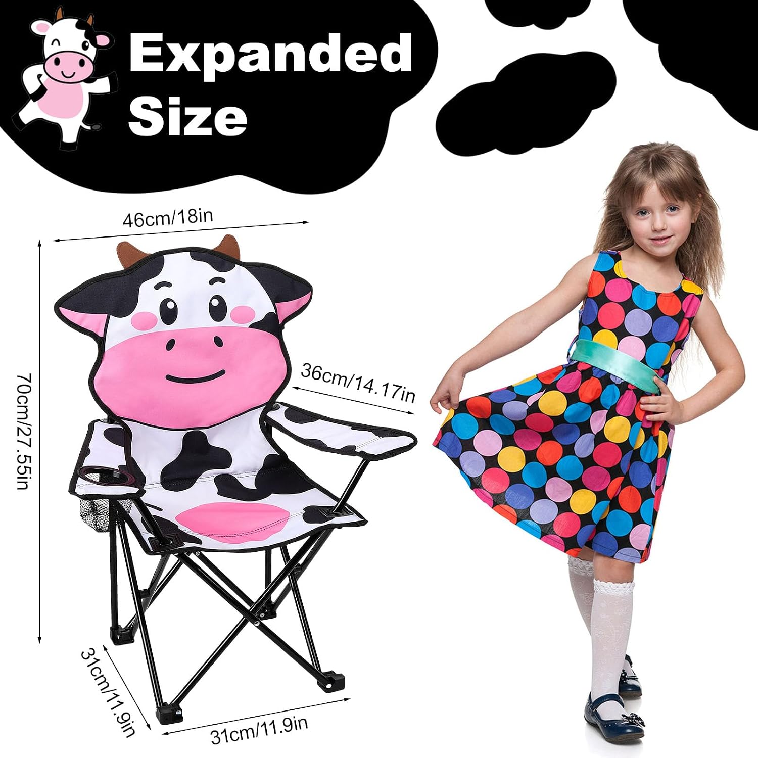 KABOER Kids Outdoor Folding Lawn and Camping Chair with Cup Holder and Carrying Bag, Children's Camping Chairs