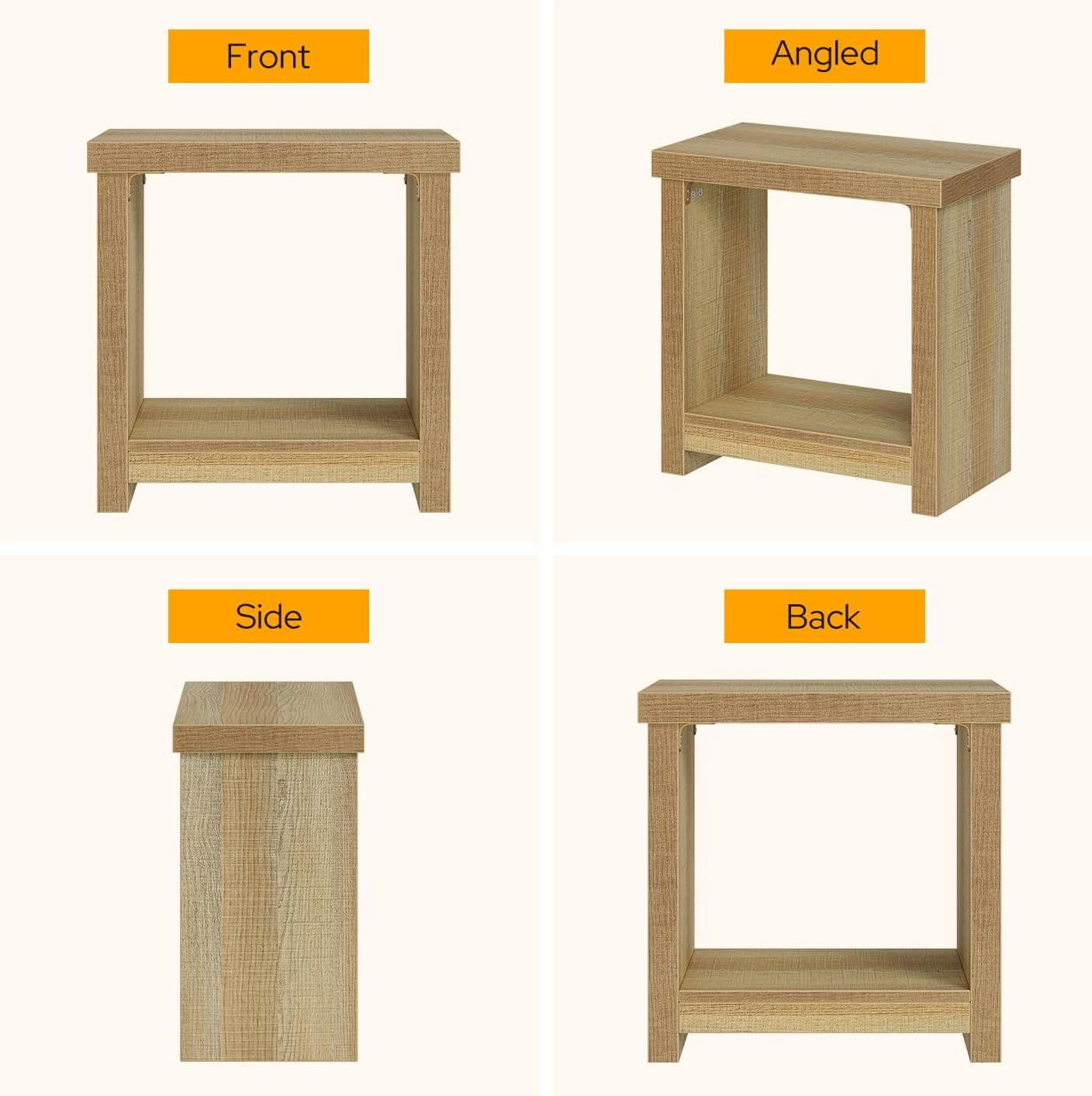 knoworld Nightstands Set of 2, End Tables Set for Bedroom, Narrow Side Tables with Shelves, Square End Table for Living Room, Slim Rectangle Accent Table, Farmhouse Bedside Table, Natural