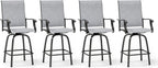 Sophia & William Outdoor Bar Stools Set of 4, Bar Height Patio Chairs, Outdoor Swivel Bar Stools High Top Patio Chairs, Supports 300 lbs (Light Grey Fabric)